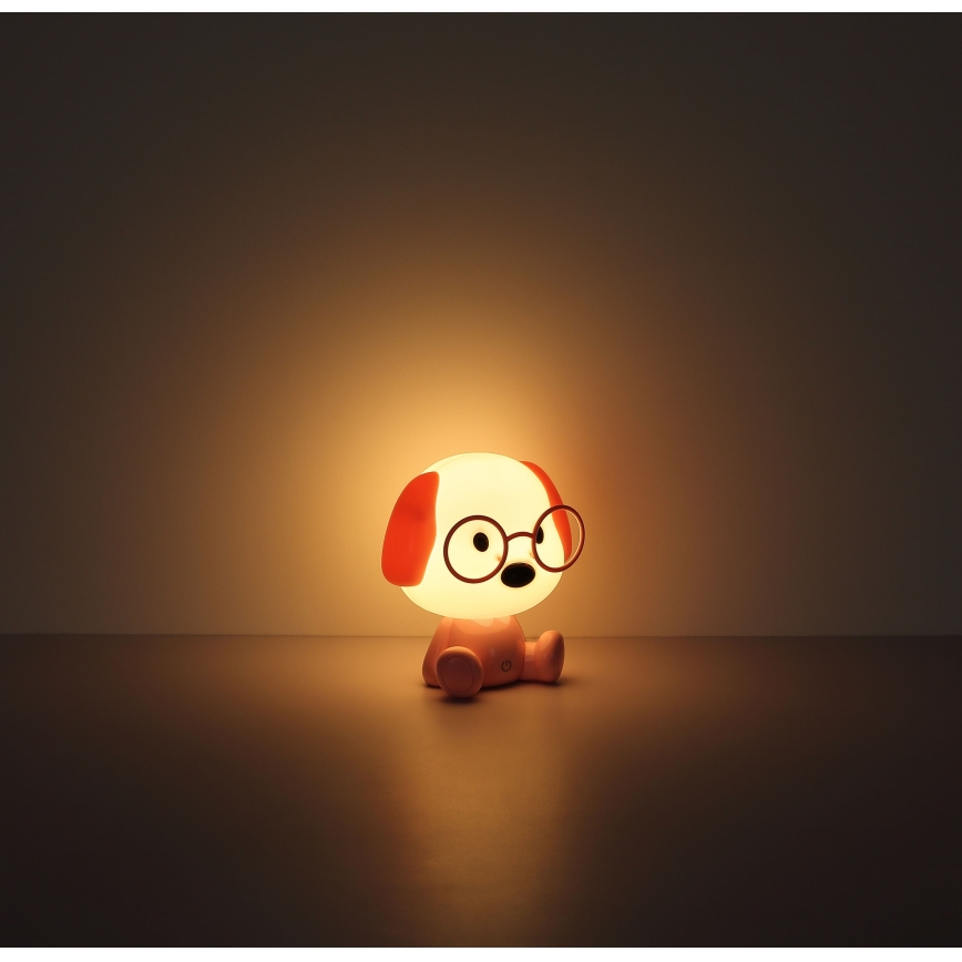 Globo 21761P - Luz nocturna infantil LED recargable y regulable PUPPY 1 W/5 V 500 mAh rosa